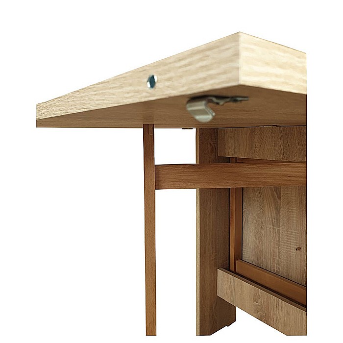Set masa plianta 12 persoane, Pal Melaminat, insertii lemn masiv, 274x75x78 cm si 6 scaune pliante, tapiterie piele ecologica, stejar sonoma [4]