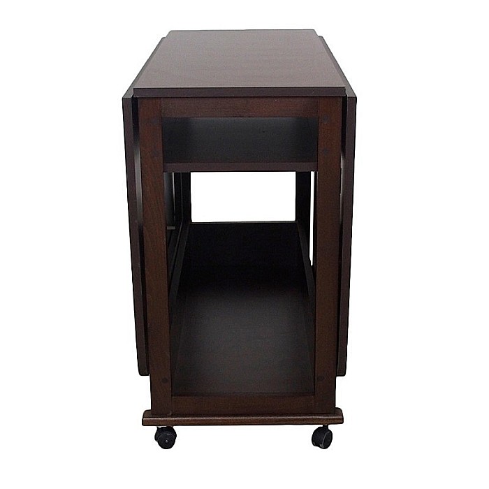 Set masa plianta cu spatiu depozitare Util, pentru living si bucatarie, PAL, structura lemn masiv, cu role, 160x96x80 cm si 6 scaune pliante, tapitate, piele ecologica, wenge [3]