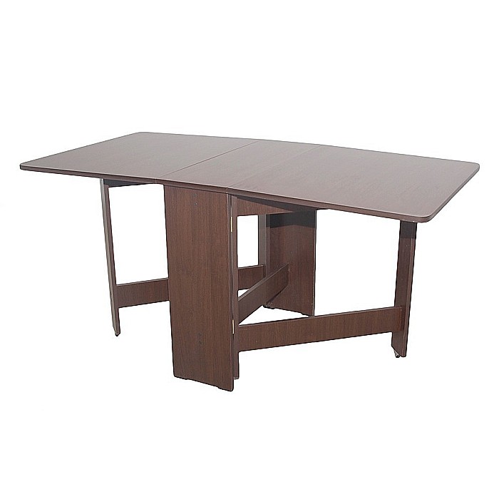 Set masa plianta MD1, bucatarie si living, Pal Melaminat, colturi rotunjite, 6 persoane, 160x80x75 cm si 6 scaune pliante lemn, tapitate cu piele ecologica, wenge [4]