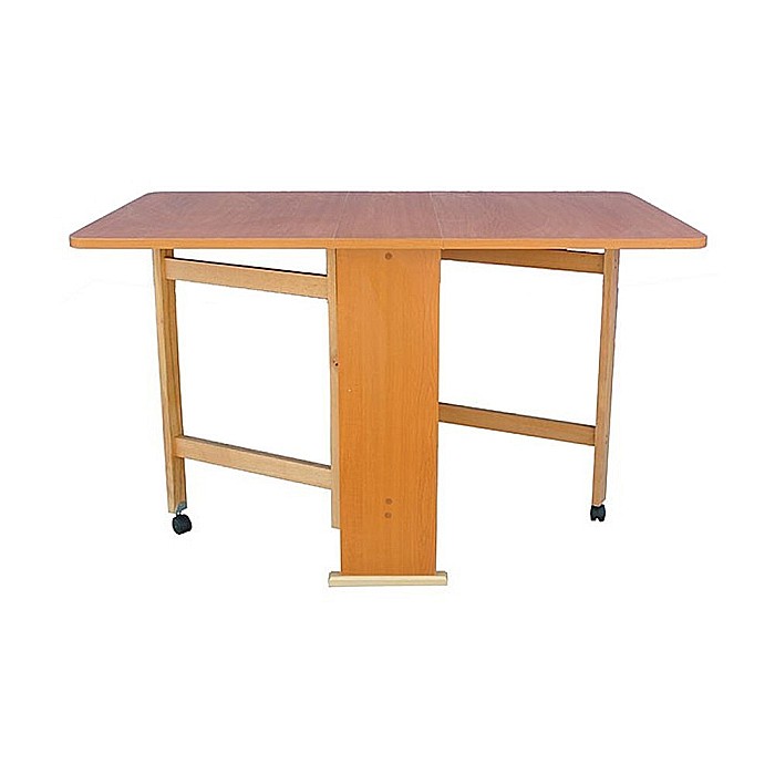 Set masa plianta Practic, bucatarie si living, Pal Melaminat, insertii lemn masiv, colturi rotunjite, 120x74x75 cm si 6 scaune pliante, tapitate, piele ecologica, cires [3]