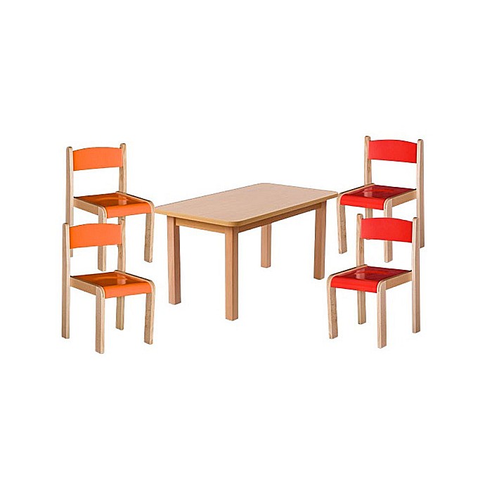 Set masa si 4 scaune gradinita Bambi, H31, rosu/portocaliu [1]
