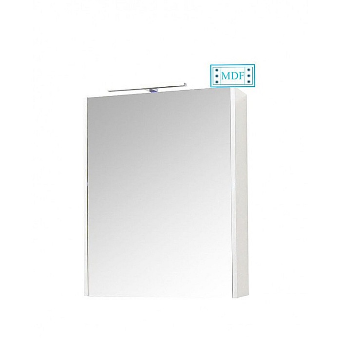 Set mobilier baie cu lavoar ceramic, GN0541, front MDF, 2 sertare, 60 cm, picioare cromate reglabile si dulap cu oglinda GN5011, MDF, iluminare led, cu usa, 3 rafturi, soft close, alb [4]
