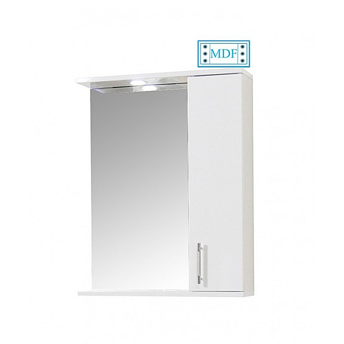 Set mobilier baie cu lavoar ceramic GN1531, front MDF, 55 cm, 2 usi, 2 sertare, picioare cromate reglabile, balamale soft close si oglinda cu dulap GN0201, dreptunghiulara, PAL, iluminare led, alb [6]