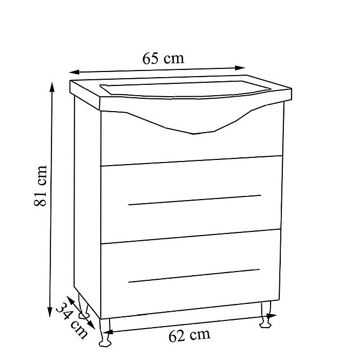 Set mobilier baie cu lavoar ceramic, GN1871, front MDF, un sertar, o usa, 65 cm, picioare cromate reglabile, manere cromate si oglinda cu dulap GN0201, dreptunghiulara, PAL, iluminare led, 2 rafturi, alb [2]
