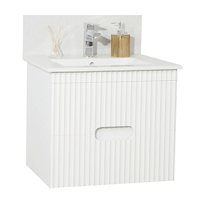 Baza si lavoar ceramic GN0091, mobilier baie suspendat 60 cm, dreptunghiular, front MDF, sertare soft close, alb [1]