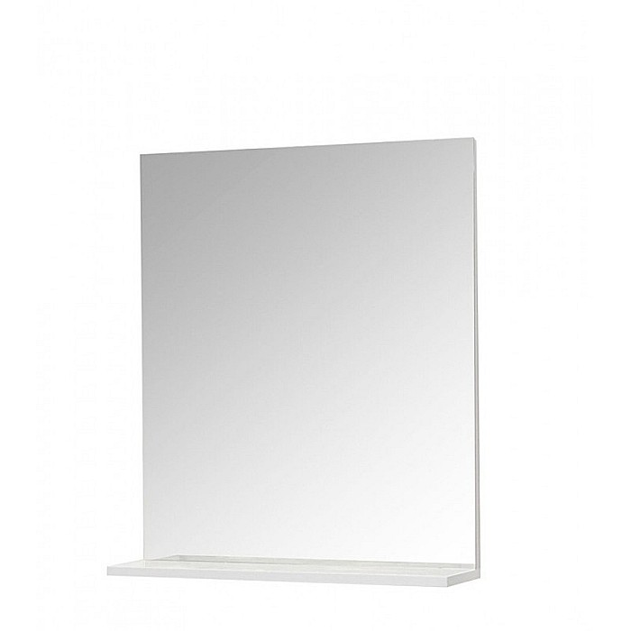 Set mobilier baie GN0541, front MDF, cu lavoar ceramic, 60 cm, 2 usi, 2 rafturi, picioare cromate reglabile, balamale soft close si oglinda cu polita GN0551, dreptunghiulara, PAL, alb [3]