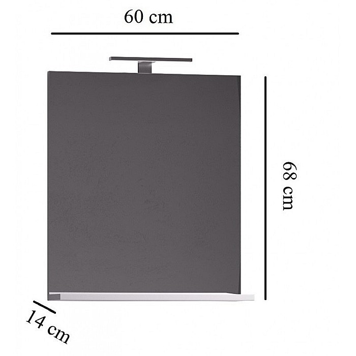 Set mobilier baie GN0541, front MDF, cu lavoar ceramic, 60 cm, 2 usi, 2 rafturi, picioare cromate reglabile, balamale soft close si oglinda cu polita GN0551, dreptunghiulara, PAL, alb [4]