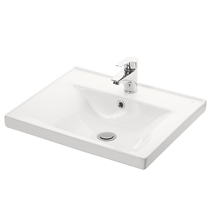 Baza si lavoar ceramic GN7091, mobilier baie suspendat 70 cm, dreptunghiular, front MDF riflat, sertare soft close, alb [4]