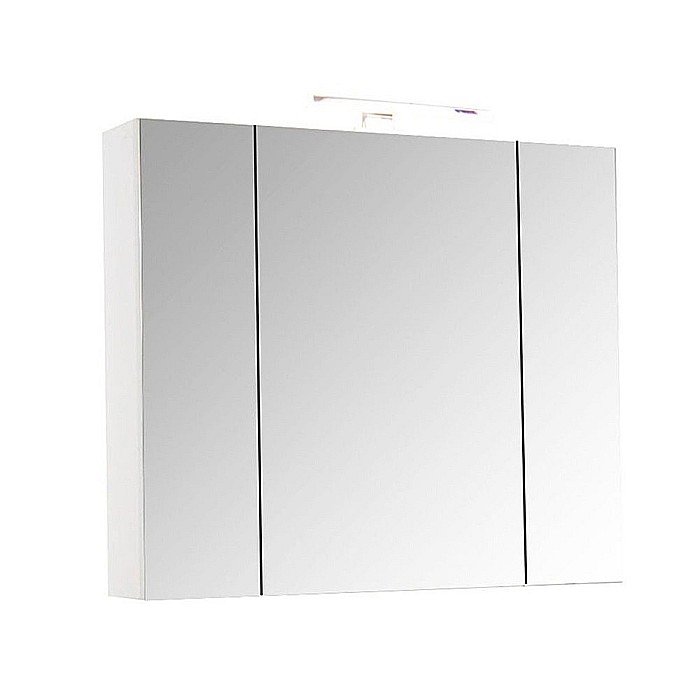 Set mobilier baie suspendat, cu lavoar ceramic, GN0541, front MDF, 80 cm, 2 sertare, glisiere soft close si dulap cu oglinda Celine, PAL, iluminare led, alb [3]