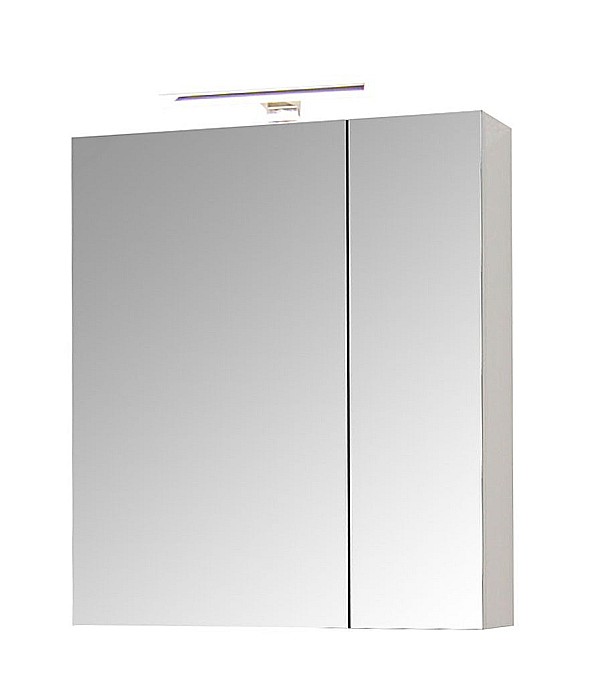 Set mobilier baie suspendat, cu lavoar ceramic, GN0541, front MDF, 60 cm, 2 sertare, glisiere soft close si dulap cu oglinda Celine, PAL, iluminare led, alb [2]