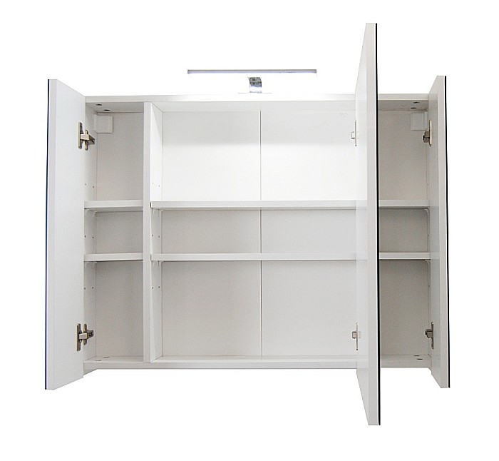 Set mobilier baie suspendat, cu lavoar ceramic, GN0541, front MDF, 80 cm, 2 sertare, glisiere soft close si dulap cu oglinda Celine, PAL, iluminare led, alb [6]