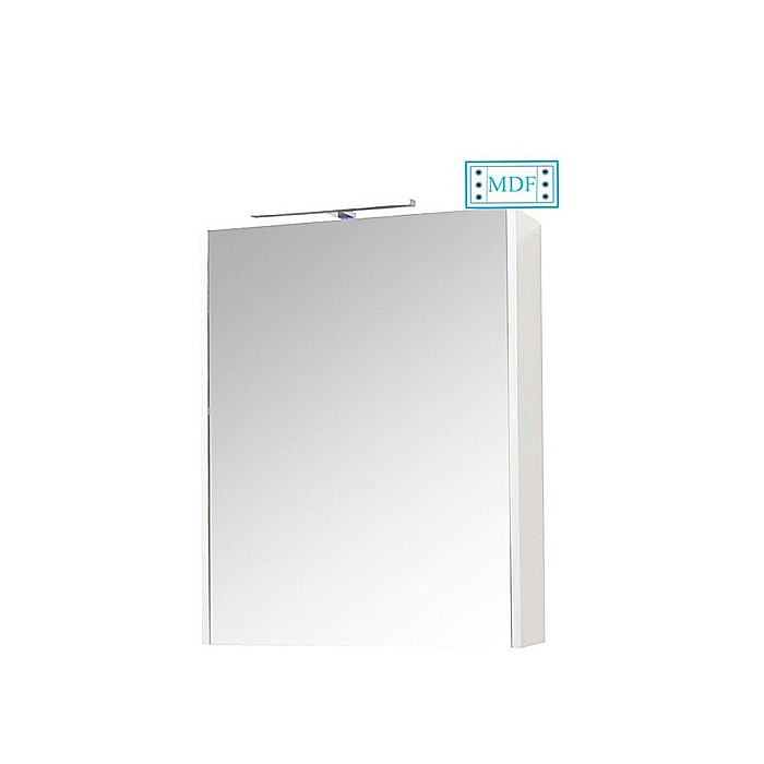 Set mobilier baie suspendat, cu lavoar ceramic, GN0541, front MDF, 60 cm, 2 sertare, glisiere soft close si dulap cu oglinda GN5011, MDF, iluminare led,cu usa, 3 rafturi, alb [3]