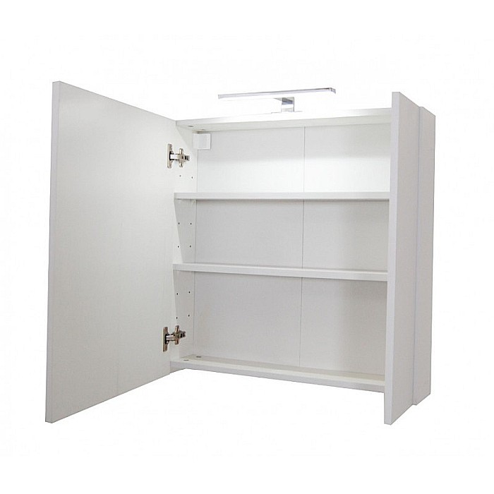 Set mobilier baie suspendat, cu lavoar ceramic, GN0541, front MDF, 60 cm, 2 sertare, glisiere soft close si dulap cu oglinda Celine, PAL, iluminare led, alb [3]
