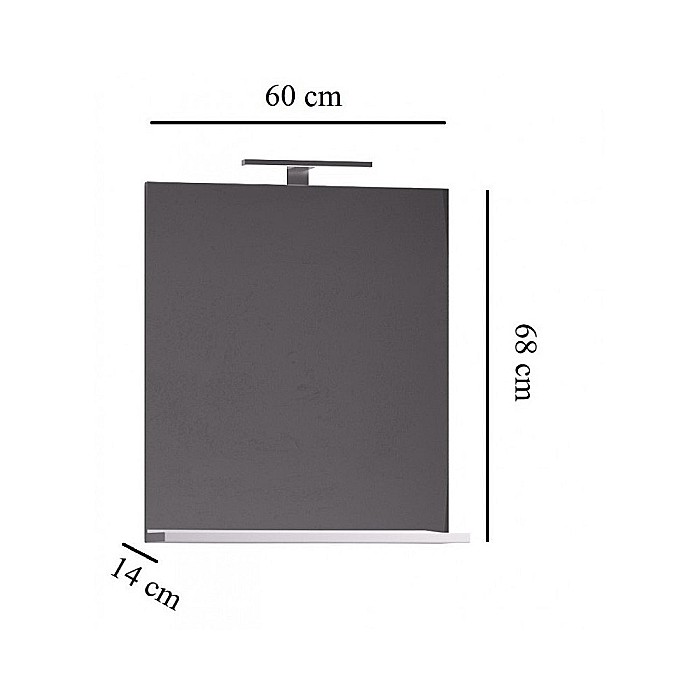 Set mobilier baie suspendat, cu lavoar ceramic, GN0541, front MDF, 60 cm, 2 sertare, glisiere soft close si oglinda cu polita GN0551, dreptunghiulara, PAL, alb [3]