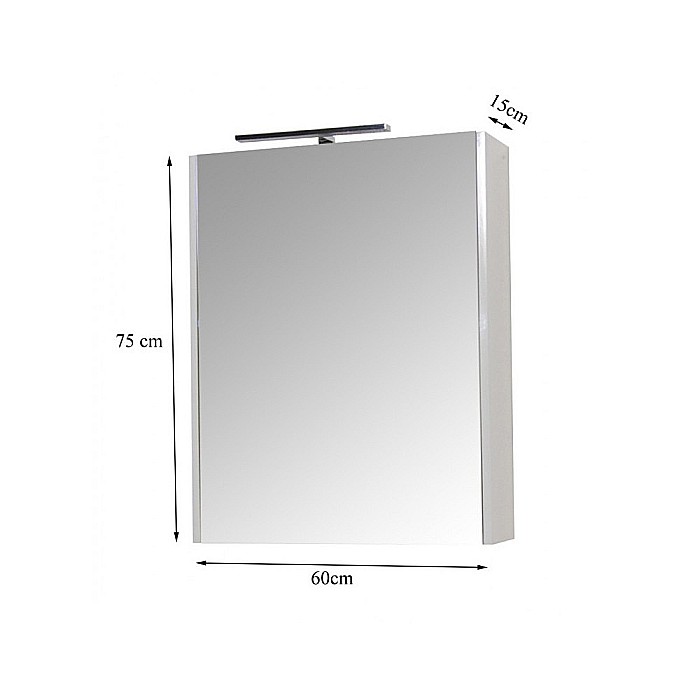 Set mobilier baie suspendat GN0971, front MDF cu lavoar ceramic, 60 cm, 2 sertare, glisiere soft close si dulap cu oglinda GN5011, MDF, iluminare led, 3 rafturi, alb [4]