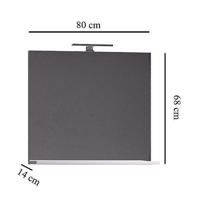 Set mobilier baie suspendat GN0971, front MDF cu lavoar ceramic, 80 cm, 2 sertare, glisiere soft close si oglinda cu polita GN0551, dreptunghiulara, PAL, alb [6]