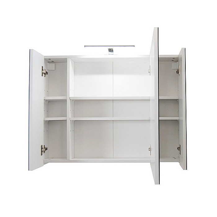 Set mobilier baie suspendat GN0971, front MDF cu lavoar ceramic, 90 cm, 2 sertare, glisiere soft close si dulap cu oglinda Celine, PAL, iluminare led, alb [5]