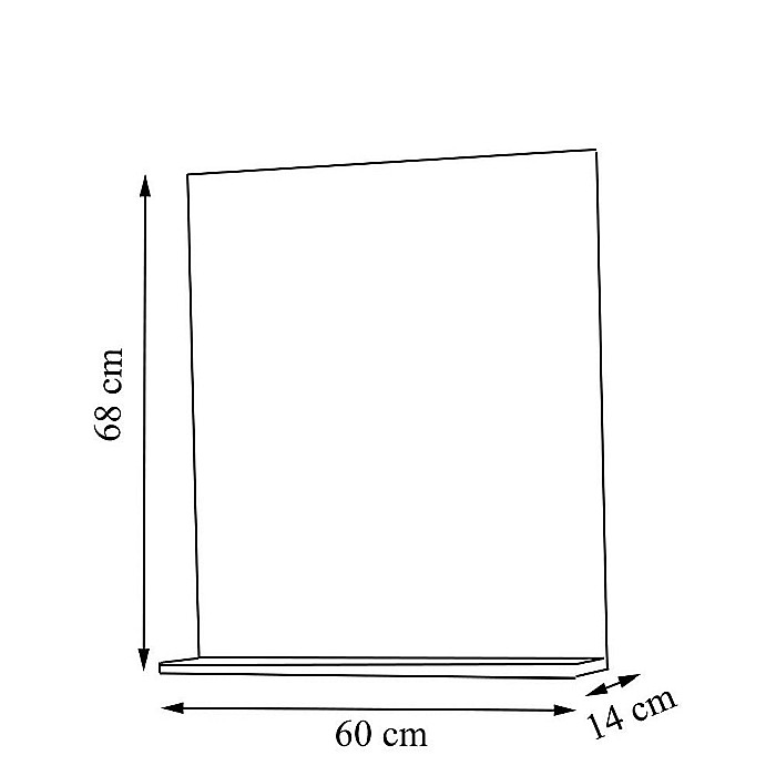 Set mobilier baie suspendat GN0971, front MDF cu lavoar ceramic, 60 cm, 2 sertare, glisiere soft close si oglinda cu polita GN0671, dreptunghiulara, PAL, alb [4]
