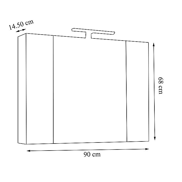 Set mobilier baie suspendat GN0971, front MDF cu lavoar ceramic, 90 cm, 2 sertare, glisiere soft close si dulap cu oglinda Celine, PAL, iluminare led, alb [4]