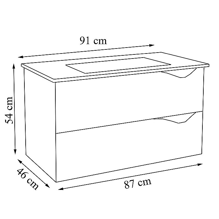 Set mobilier baie suspendat GN0971, front MDF cu lavoar ceramic, 90 cm, 2 sertare, glisiere soft close si dulap cu oglinda Celine, PAL, iluminare led, alb [10]