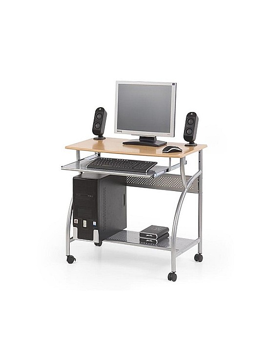 Set mobilier birou copii HM B6, MDF, metalic, spatii depozitare, cu scaun HM Gonzo 3 gri inchis, stofa, 90 kg si dulapior rulant HM Nils, cu roti, lemn, natur [2]