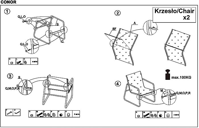 Set mobilier de gradina si terasa HM Conor, metalic, tapiterie textilena, cu canapea, fotolii si masuta cafea, 4 persoane, gri inchis [24]