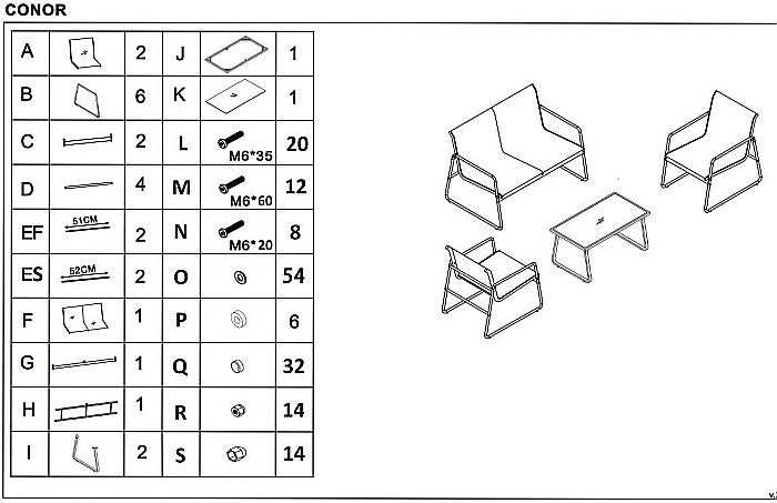 Set mobilier de gradina si terasa HM Conor, metalic, tapiterie textilena, cu canapea, fotolii si masuta cafea, 4 persoane, gri inchis [25]