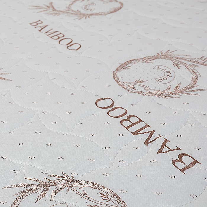 Set pat matrimonial cu sertar Austin, elemente lemn masiv, tapitat cu stofa, cu somiera, crem si saltea ortopedica Optima Bamboo, arcuri, margine antilasare, sistem de aerisire 140x200 cm [21]