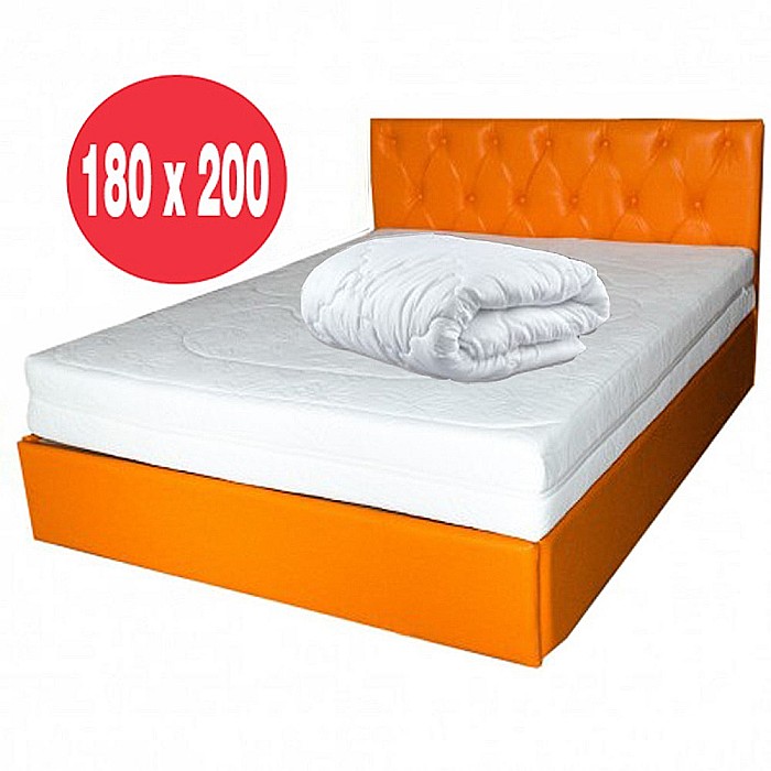 Set Saltea cu arcuri, Cronos HR Spring Comfort 180x200x24cm, cu spuma poliuretanica HR 3,5 cm pe ambele fete, husa detasabila tricot, hipoalergenic, fermitate medie, Saltsib plus pilota microfibra vara, lavabila la  95°C [2]