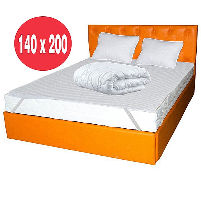 Set Saltea cu arcuri Pluto Traditional Spring Comfort 140x200x20cm, plasa arcuri Bonell, husa hipoalergenica, fermitate mediu-tare, Pachet textile Avantaj, 2 perne matlasate 50x70cm, lavabile 60°C, husa antialergenica, cu elastice la colturi, pilota iarna [2]