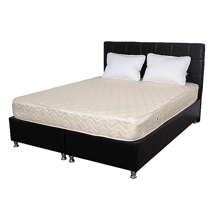 Set Saltea cu arcuri, Super Ortopedica Sofia, 140x190x20cm, fermitate medie, plasa arcuri tip Bonell, reversibila, sistem aerisire cu butoni, Saltex plus 2 perne matlasate microfibra 50x70cm, lavabile la 60°C [1]