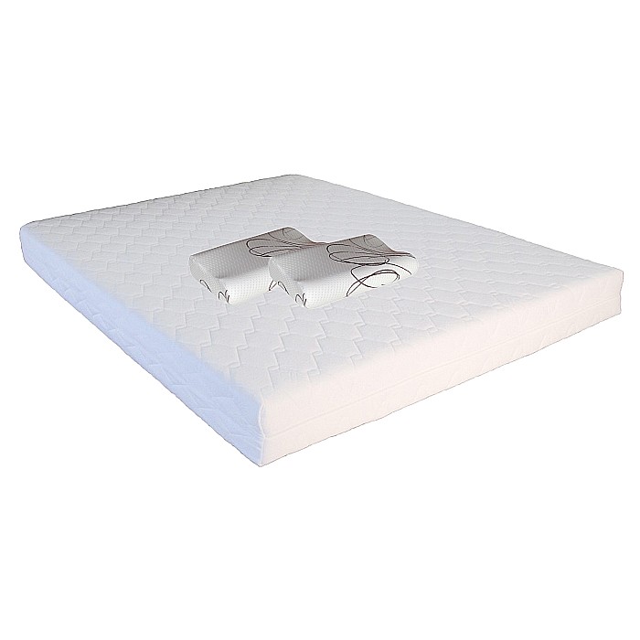 Set Saltea cu spuma, Mercur Comfort Flex Plus 180x200x20cm, fermitate mediu spre tare, hipoalergenica, husa detasabila, Saltsib plus 2 perne ortopedice memory SB 52x32 cm, husa lavabila la 40°C [1]