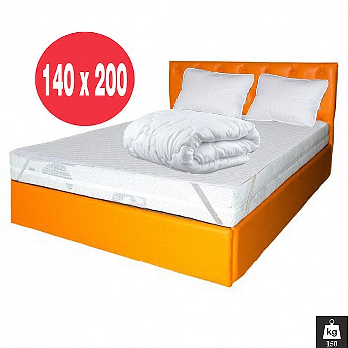 Set Saltea cu spuma poliuretanica HR Memory Foam 4cm Zeus Memory Comfort Dodolut 140x200x20cm, husa hipoalergenica, fermitate tare, greutate maxima sustinuta 150 kg/persoana, Saltsib, Pachet textile, 2 perne matlasate, husa lavabila 95°C, pilota iarna [2]
