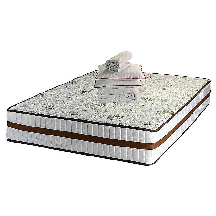 Set Saltea ortopedica cu arcuri Lotus Forte Super Ortopedic 160x200x30cm, fermitate mediu-tare, plasa arcuri Bonell, fara vara-iarna, aerisire spaceair, Pachet textile Avantaj, 2 perne matlasate 50x70cm, husa hipoalergenica lavabila la 95°C, pilota iarna [1]