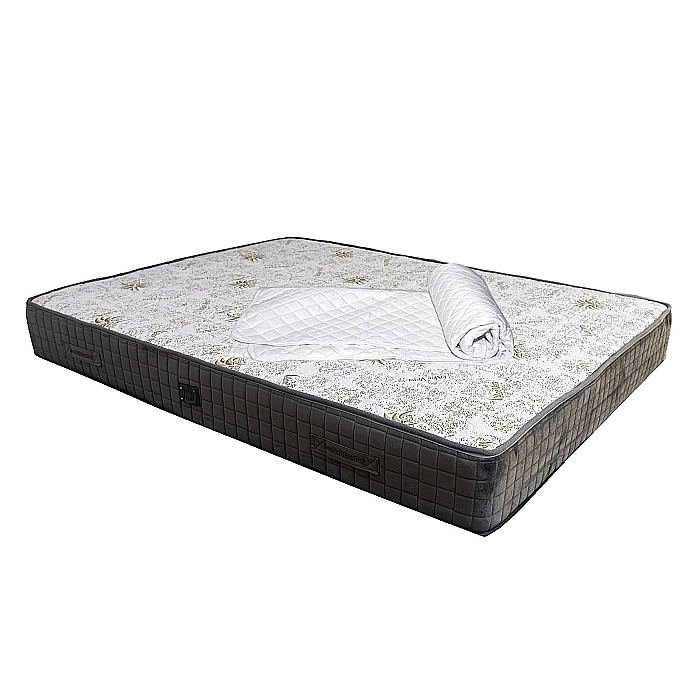 Set Saltea ortopedica, cu arcuri, Roza Super Lux Ortopedic 160x200x25cm, fermitate mediu spre tare, plasa de arcuri Bonell, fara vara-iarna, banda de aerisire spaceair, greutate maxima sustinuta 100 kg/utilizator, Salt Confort, husa matlasata antialergica [1]