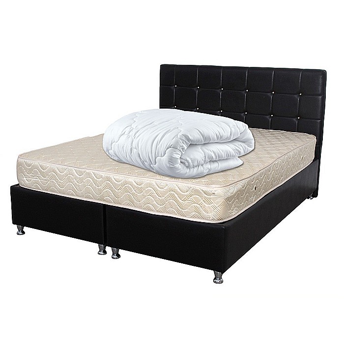 Set Saltea ortopedica cu arcuri, Super Ortopedica Sofia, 180x200x20cm, fermitate medie, cu plasa arcuri tip Bonell, fata vara-iarna, sistem aerisire cu butoni, Saltex plus pilota microfibra iarna, umplutura fibre de poliester, 200x220cm [1]