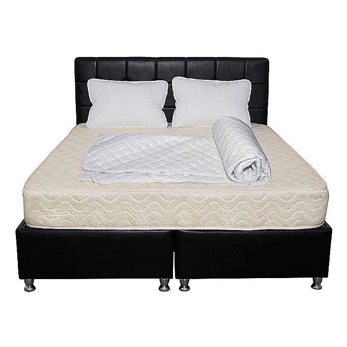 Set Saltea ortopedica cu arcuri, Super Ortopedica Sofia, 140x200x20cm, fermitate medie, plasa arcuri tip Bonell, fata vara-iarna, sistem aerisire cu butoni, Saltex plus 2 perne matlasate, 50x70cm si husa hipoalergenica, microfibra, lavabila la 95°C [2]