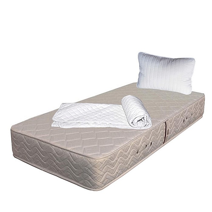 Set Saltea ortopedica cu arcuri, Super Ortopedica Sofia, 90x200x20cm, fermitate medie, cu plasa arcuri tip Bonell, fata vara-iarna, sistem aerisire cu butoni, Saltex plus perna matlasata, antialergica, 50x70cm si husa hipoalergenica, lavabila la 95°C [2]