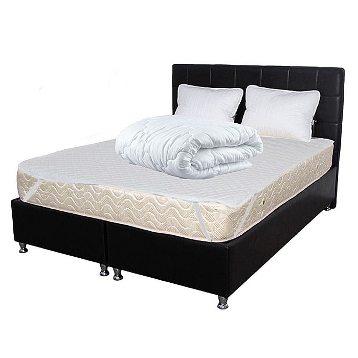 Set Saltea ortopedica cu arcuri Super Ortopedica Sofia 140x200x20cm, fermitate medie, plasa arcuri Bonell, fata vara-iarna, sistem aerisire cu butoni, Pachet textile Avantaj, 2 perne matlasate 50x70cm, protectie hipoalergenica, pilota iarna 180x200cm [1]
