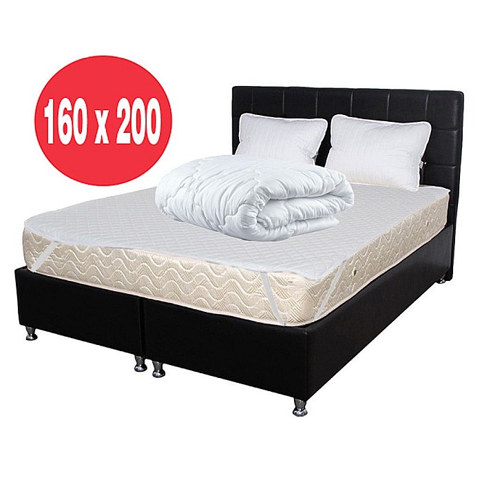 Set Saltea ortopedica cu arcuri Super Ortopedica Sofia, 160x200x20cm, fermitate medie, plasa arcuri Bonell, fata vara-iarna, sistem aerisire cu butoni, Saltex plus Pachet textile Avantaj, 2 perne 50x70cm, protectie hipoalergenica, pilota iarna 180x200cm [2]