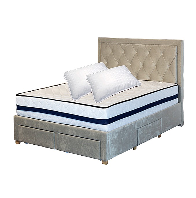 Set Saltea ortopedica, Iris Super Lux Comfort, 180x200x26cm, fermitate tare, cu plasa de arcuri tip Bonell, sistem de aerisire banda Spaceair, Saltsib plus 2 perne matlasate microfibra 50x70cm, lavabile la 60°C [8]