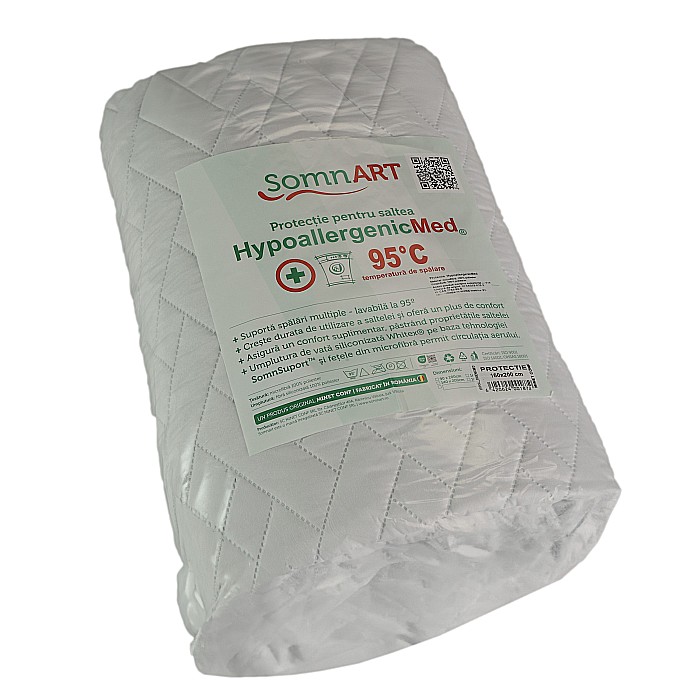 Set Saltea ortopedica, Memory Foam Crin, 180x200x25cm, fermitate tare, cu spuma poliuretanica, memory foam 5 cm, sistem de aerisire perimetral, Salt Confort plus 2 perne matlasate, 50x70cm, husa hipoalergenica si pilota vara, microfibra, 200x220cm [10]