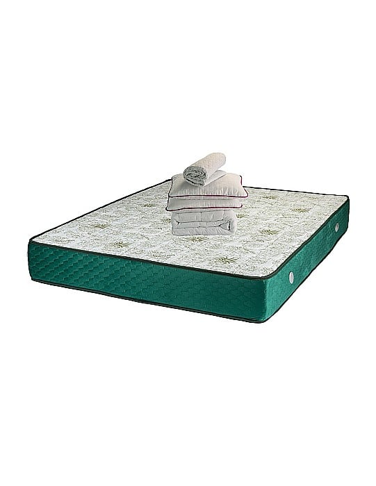 Set Saltea ortopedica, Memory Foam Crin, 180x200x25cm, fermitate tare, cu spuma poliuretanica, memory foam 5 cm, sistem de aerisire perimetral, Salt Confort plus 2 perne matlasate, 50x70cm, husa hipoalergenica si pilota vara, microfibra, 200x220cm [1]