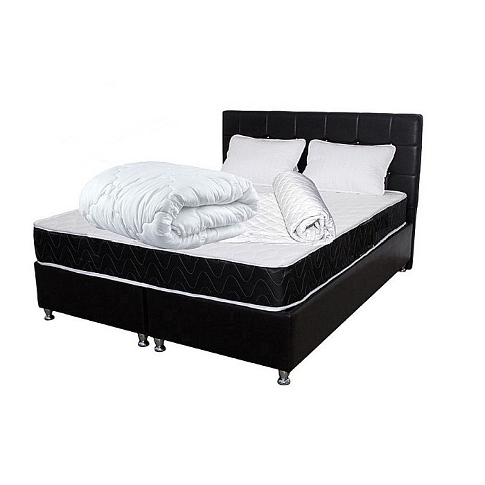 Set Saltea ortopedica Praga 140x200x22 cm cu plasa de arcuri Bonell, box spring system, fermitate medie, sistem aerisire perimetral, Saltsib plus 2 perne matlasate antialergice, 50x70cm, husa hipoalergenica, lavabila la 95°C si pilota iarna, 180x200cm [4]