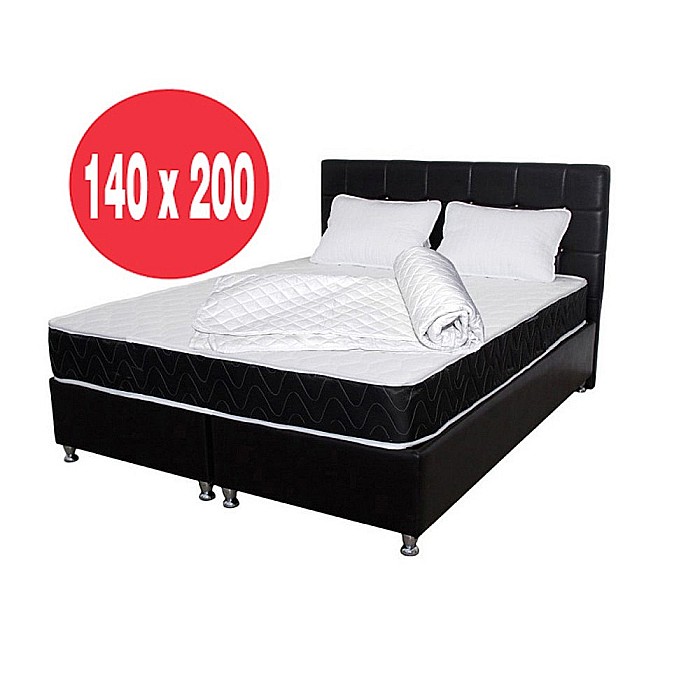 Set Saltea ortopedica, Praga 140x200x22 cm, plasa de arcuri tip Bonell, box spring system, fermitate medie, sistem de aerisire perimetral, Saltsib plus 2 perne matlasate, 50x70cm si husa hipoalergenica, microfibra, lavabila la 95°C [4]