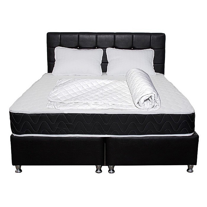 Set Saltea ortopedica, Praga 140x200x22 cm, plasa de arcuri tip Bonell, box spring system, fermitate medie, sistem de aerisire perimetral, Saltsib plus 2 perne matlasate, 50x70cm si husa hipoalergenica, microfibra, lavabila la 95°C [8]