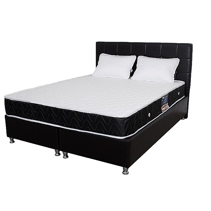 Set Saltea ortopedica, Praga 160x190x22 cm, cu plasa de arcuri tip Bonell, box spring system, fermitate medie, sistem de aerisire perimetral, Saltsib plus 2 perne matlasate microfibra 50x70cm, lavabile la 60°C [3]