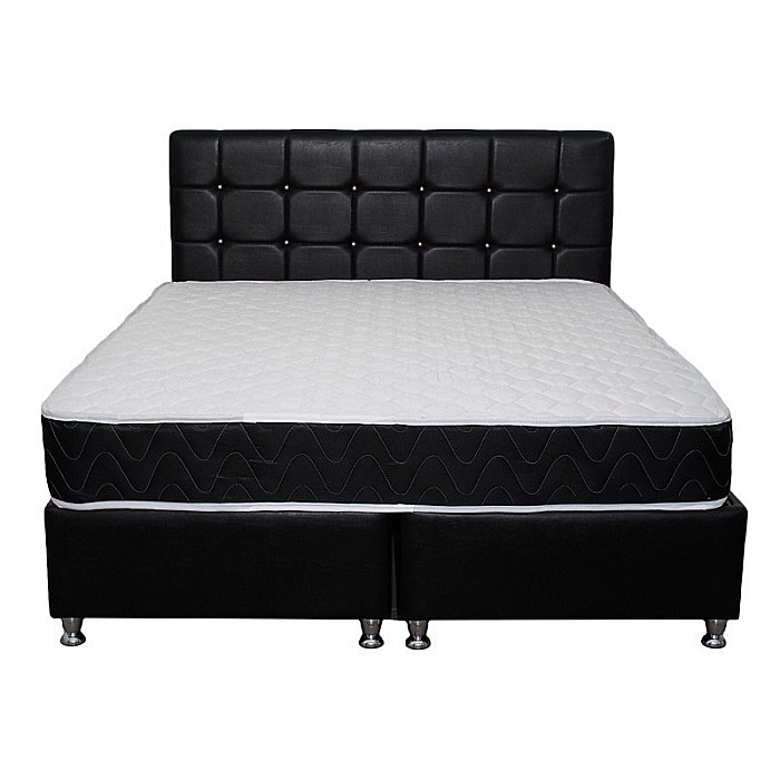 Set Saltea ortopedica, Praga 180x200x22 cm, cu plasa de arcuri tip Bonell, box spring system, fermitate medie, sistem de aerisire perimetral, Saltsib plus Pachet textile Avantaj cu 2 perne matlasate, 50x70cm, husa hipoalergenica si pilota iarna, 200x200cm [9]