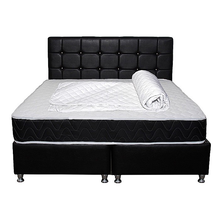 Set Saltea ortopedica, Praga 180x200x22 cm, cu plasa de arcuri tip Bonell, box spring system, fermitate medie, sistem de aerisire perimetral, Saltsib plus husa hipoalergenica, microfibra, 50x70cm, lavabila la 95°C [4]