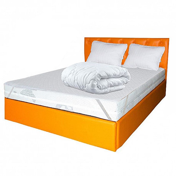 Set Saltea ortopedica Saturn Memory Plus Comfort 180x200x20cm cu spuma poliuretanica HR, memory foam 4 cm, husa hipoalergenica, fermitate mediu-tare, Pachet textile Avantaj, 2 perne matlasate 50x70cm, husa lavabila la 95°C, pilota iarna, densitate 400g/m² [2]